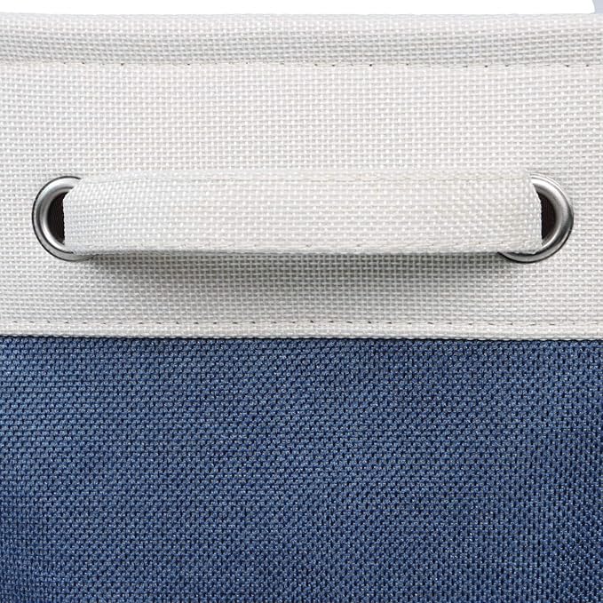 Foldable Storage Bin Collapsible Fabric Storage Basket Cube with Durable Handles Closet Organizer Bins for Organizing Shelves Drawers, Set of 3, 15" x 10" x 9.5", Blue
