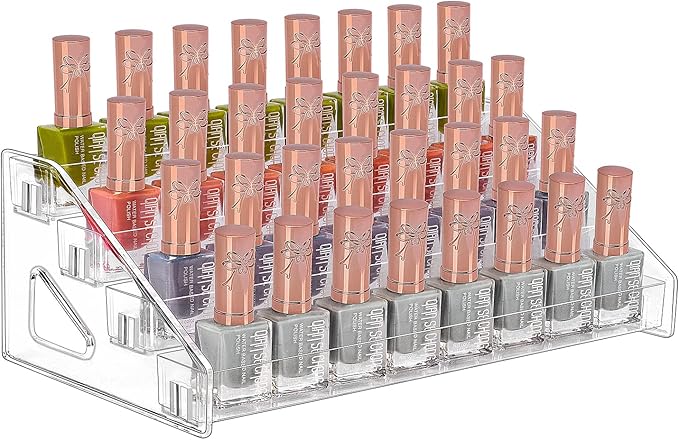 JessLab Nail Polish Organizer, 4-Tier Clear Acrylic Sunglass and Essential Oil Holder, Makeup Organizer for Bathroom Vanity Countertop