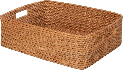KOUBOO Laguna Rattan Shelf Basket with Liner, 18" x 14" x 6", Honey-Brown