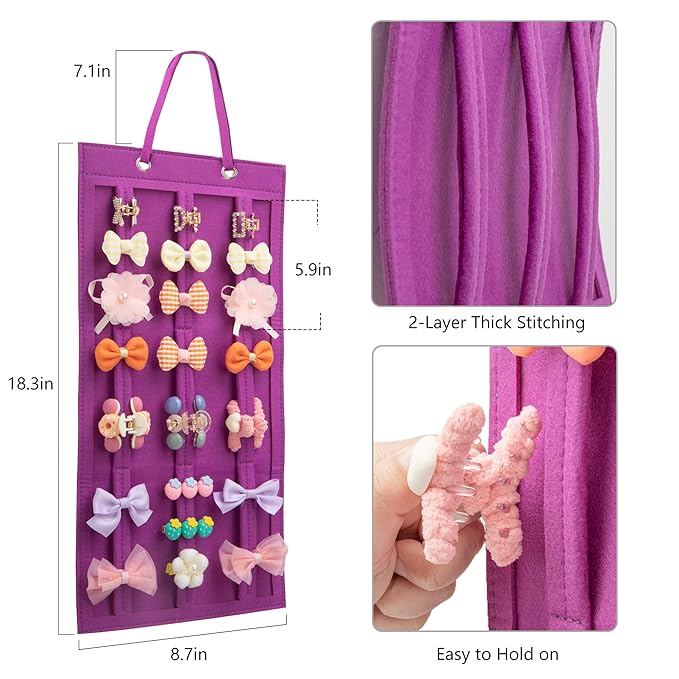 SMUK Hanging Hair Claw Clip Organizer - Large & Small Claw Clip Storage Display for Thick Hair, On Wall, Door, Wardrobe