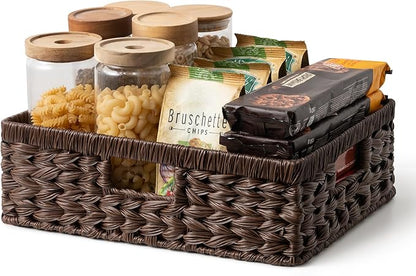 GRANNY SAYS Wicker Storage Baskets for Shelves, Wicker Basket for Organizing, Decorative Basket, Woven Baskets for Pantry Storage, Brown, 1-Pack