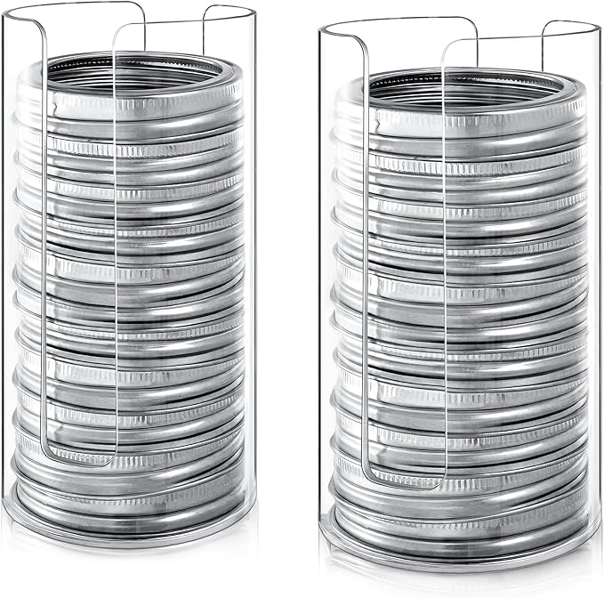 2 Pack Mason Jar Lid Organizer Wide & Regular Mouth Acrylic Storage Accessories for Home Kitchen Mason Jar Lid Organization Fit Mason/Canning/Bamboo Lids