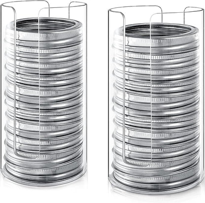 2 Pack Mason Jar Lid Organizer Wide & Regular Mouth Acrylic Storage Accessories for Home Kitchen Mason Jar Lid Organization Fit Mason/Canning/Bamboo Lids