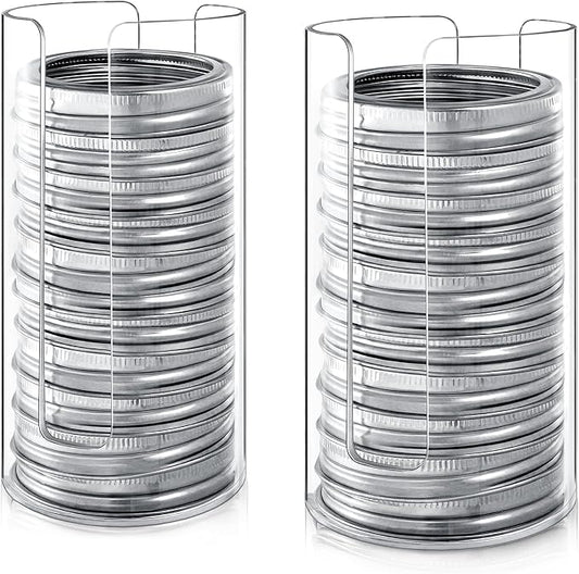 2 Pack Mason Jar Lid Organizer Wide & Regular Mouth Acrylic Storage Accessories for Home Kitchen Mason Jar Lid Organization Fit Mason/Canning/Bamboo Lids