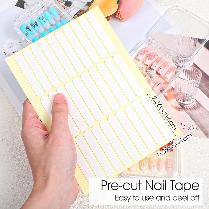 24 pcs Press on Nails Storage Boxs with 120 Pcs Adhesive Double Sided Tape Acrylic Nail Display Box Artificial False Nail Box Organizer Fake Nail Case Transparent Nail Packaging Boxes for Nail Salon