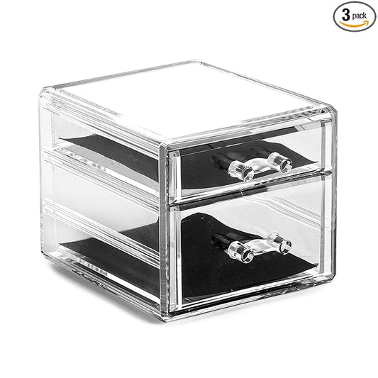 BINO THE MANHATTAN SERIES Acrylic Makeup Drawer Organizer- 2 Drawer Small | Clear Beauty Organizers and Storage| Cosmetic & Makeup Drawer| Home Organization| Jewelry & Vanity Accessories Drawer