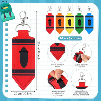 Abbylike Lipstick Holder Keychain Lip Balm Lipstick Keychain Hold Bulk portable Lip Balm Bag with Hook for Women Teacher Gift
