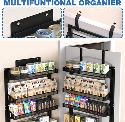 coobest 8-Tier Over the door Spice Rack Organizer, Large Heavy Duty Metal Wall Mount or Over The Door, 2 in 1 Rust-Proof Hanging Storage Shelf for Kitchen Pantry, Bathroom, Laundry Room, Closet
