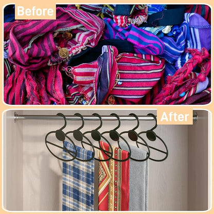 ZAVOOS 100 Pack Scarf Hanger, 5.5 Inch Plastic Scarf Organizer Space Saving for Closet, Black Multi-Functional Tie Belt Hanging Rack Holder Bulk for Multiple Scarves, Wardrobe Storage