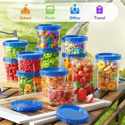 BiuLeon 12 Pack-24oz Freezer Storage Containers, Plastic Food Storage Containers with Twist Top Lids, BPA Free and Reusable Soup Containers with Lids, Leakproof/Microwave/Dishwasher Safe