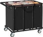 FAVOOSTY 470L Heavy Duty Commercial Laundry Cart with Wheels,Industrial Rolling Laundry Hamper, Extra Large Laundry Basket, Metal Frame for Hotel/Hospital/Home, 440lbs (Black)