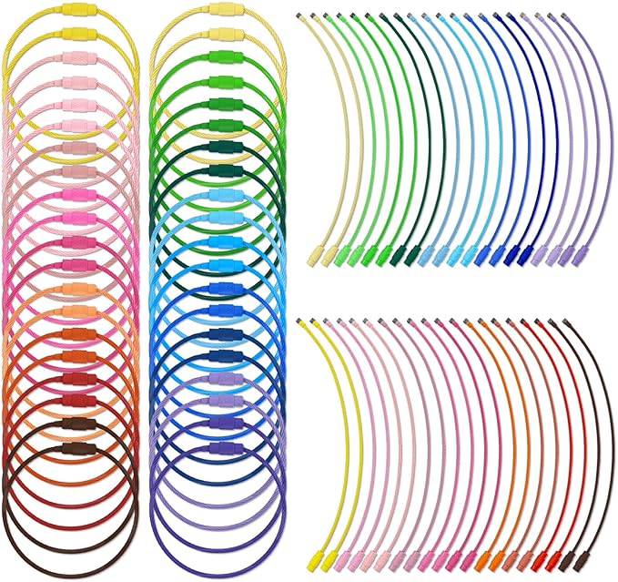 80 Pcs Wire Keychain Cable Steel Wire Key Ring，5.9 Inches Stainless Steel Key Ring Loop Holder for Luggage Tags,Keys ，ID Tag