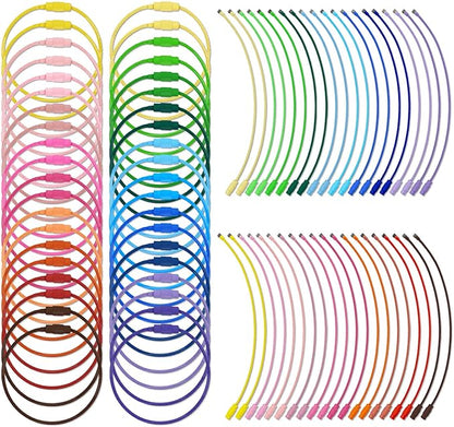 80 Pcs Wire Keychain Cable Steel Wire Key Ring，5.9 Inches Stainless Steel Key Ring Loop Holder for Luggage Tags,Keys ，ID Tag