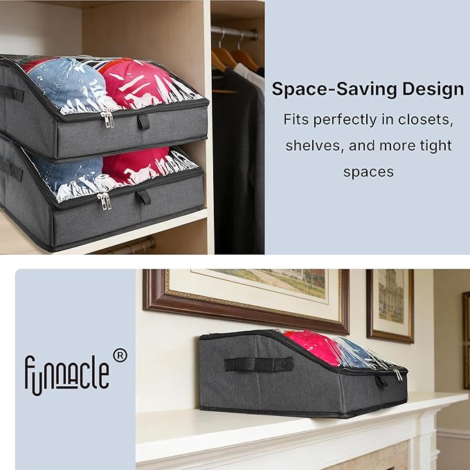 Hat Organizer for Baseball Caps, Hat Storage Holder Container for Closet Hold Up to 30 Caps with Clear Window, Hat Boxes for Home Storage (1Pcs Dark Gray