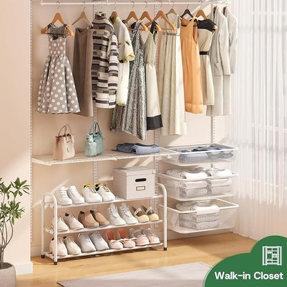 kiplant Shoe Rack for Closet, 3-Tier Expandable Closet Shoe Rack Metal Organizer, Heavy Duty Shoe Storage Shelf for Entryway, Doorway, Narrow Space