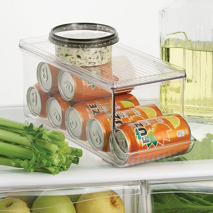iDesign Soda Can Organizer with Lid for Pantry or Refrigerator - Set of 2 - Clear - Made in USA
