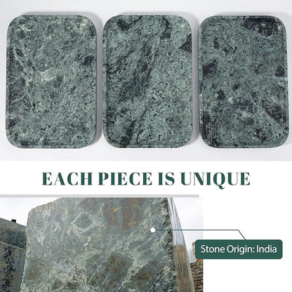 Koville Marble Tray, 12"x8" Marble Vanity Tray for Countertop Bathroom Kitchen Dresser, Decorative Catchall Trays for Perfume Jewelry, Rectangular Stone Serving Tray(Green)