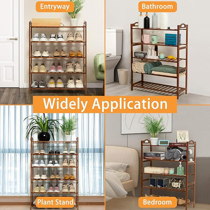 3 Tier Bamboo Shoe Rack, Shoe Shelf Shoes Rack Shoe Organizer for Closet, Entryway, Bedroom, Living Room, Front Door, Studio, Bathroom