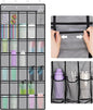 NiHome Multi-Functional 35 Pockets Door Hanging Organizer Fit for Stanley Tumbler in Kitchen, Pantry, Bathroom, Large Capacity Elastic Mesh Secure Storage Water Bottle Cup Holder, Foldable (Gray)