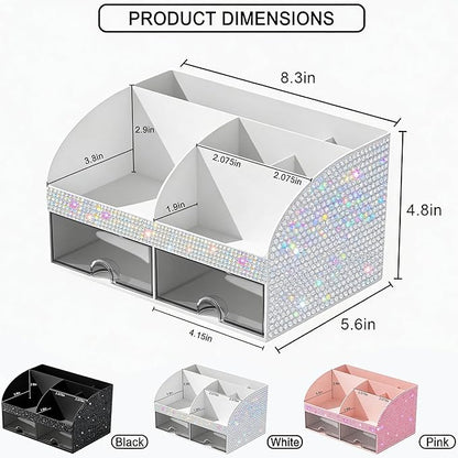 COMFYROOM Makeup Organizer, Bathroom Organizer (Bling White)
