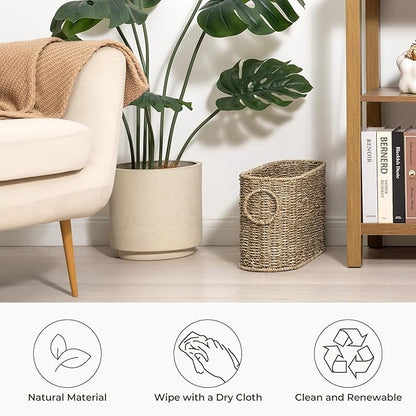StorageWorks Toilet Paper Storage, Toilet Paper Storage Holder for 6 Regular Rolls, Wicker Basket for Bathroom, Natural Seagrass