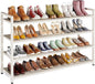 4-Tier Shoe Rack, Large Capacity Metal Free Standing Shoes Rack, Sturdy and Durable Shoe Organizer, Shoe Shelf for Closet, Entryway, Bedroom, for 24-28 Pairs, 42.1" W x 9.8" D x 27.6" H, White