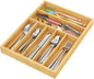 BAMEOS Bamboo Silverware Drawer Organizers, 11.9 inch Utensil Drawer Organizer for Kitchen Drawers, 7 Slots Total Large Flatware Organizer for Knives Cutlery Spoons Forks (Natural)