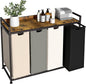 Herture Laundry Hamper with Shelf, Laundry Basket 4 Section, Laundry Sorter with Pull-Out Removable Large 4 Color Bags and Movable Wheels, Metal Frame, 4 x 15.87 Gallons (60L), Rustic Brown PF07XLN