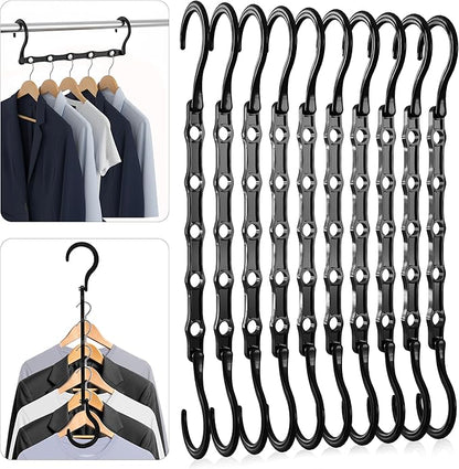 Utopia Home Space Saving Hangers for Clothes (Pack of 10) - Storage Saving Hanger for Dorm - Magic Hanger Clothing Organizer for Closet - Durable ABS Plastic Collapsible Hangers for Clothes (Black)