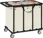 FAVOOSTY 470L Heavy Duty Commercial Laundry Cart with Wheels,Industrial Rolling Laundry Hamper, Extra Large Laundry Basket, Metal Frame for Hotel/Hospital/Home, 440lbs (Beige)