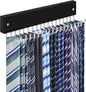 Tie Rack Belt Hanger Wall Mounted, Lomrsiul Non Slip 180 Degree Rotating Tie Organizer for Men Closet with 18 Hooks Closet Organizers and Storage for Tie Belt Necklace Purse Scarf Bag Black 1 Pack