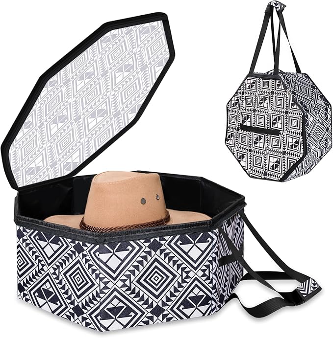 Large Hat organizer for Travel and Storage - Portable Cowboy Cap Organizer Case with Handles, Hat Box for Women Storage and Large Cap Bag for Men Carry (White)