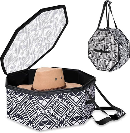 Large Hat organizer for Travel and Storage - Portable Cowboy Cap Organizer Case with Handles, Hat Box for Women Storage and Large Cap Bag for Men Carry (White)