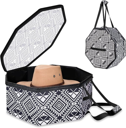 Large Hat organizer for Travel and Storage - Portable Cowboy Cap Organizer Case with Handles, Hat Box for Women Storage and Large Cap Bag for Men Carry (White)