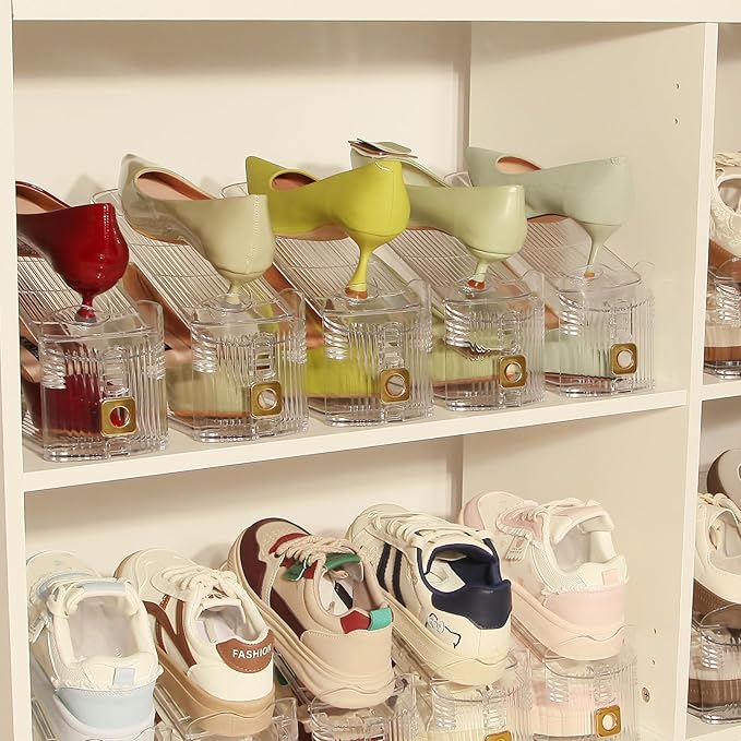 24 Pack Shoe Slots Organizer, Shoe Stackers Organizer for Closet Adjustable Shoe Holder Space Saver 50% Shoes Racks for Closet Organization