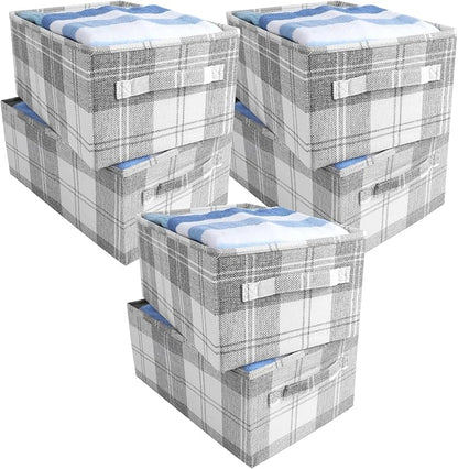 ANMINY 6 Pack Closet Storage Baskets for Shelves, 16 x 10 Inch Collapsible Fabric Storage Bins Washable Cloth Closet Organizing Bins Decorative Storage Baskets with Handles, Light Gray