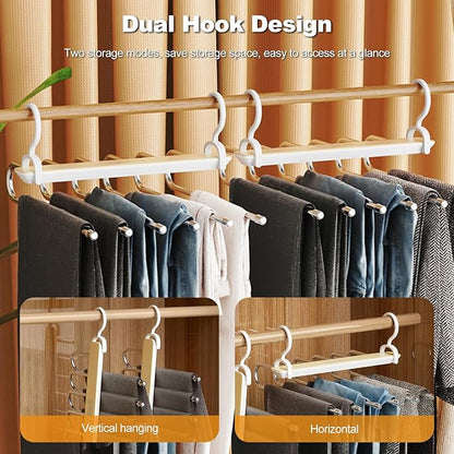 Ergocar Pants Hanger, Space-Saving Metal Wardrobe Storage, Clothes Pants and Hanger, Multi-Function Scarf Storage, 12.4*12.2