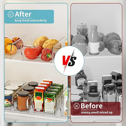 Ettori Set of 6 Clear Plastic Storage Bins - The Ultimate Pantry Organizers and Storage Solution for Kitchen, Cabinet, and Refrigerator Organization