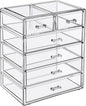 Sorbus Acrylic Makeup Organizer Set, 6-Drawer Vanity & Countertop Cosmetic Storage with Small & Wide Drawers, Clear Makeup Storage for Brushes, Lipsticks, Jewelry – Holiday Gift for Women & Teens