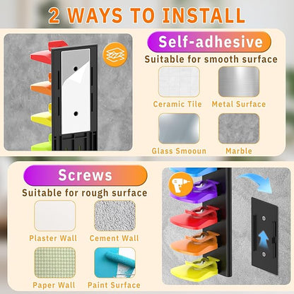 Volnamal Hat Organizer for Baseball Caps, 2 Pack Hold Up to 40 Hats, Hat Rack for Wall Space Saving, Hat Hanger w/Strong Adhesive Hat Storage Holder Display for Closet Door and Wall (Black & Color)