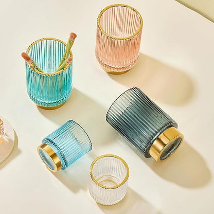 Makeup Brush Holder Organizer,Toothbrush Holders,Desk Pen Pencil Holder,Multifunctional Vintage Glass Brush Cup(A3-23-US)