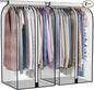 Liuoud 22” Gusseted Garment Bags for Hanging Clothes, All Clear Clothes Cover for Closet Storage, Wardrobe Coat Protector for Suit, Shirt Dress, Bottom Enclosed, 2 Pack, 40” Long