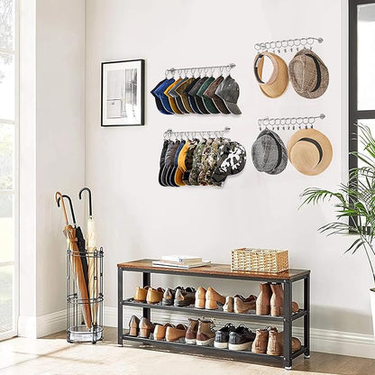 Viklluyr Hat Rack Baseball Cap Wall Organizer - Closet Hats Holder with 20 Hooks - Metal Caps Storage Wall Mounted Hat Hanger Set of 2 for Closet Door Bedroom Entryway Laundry(Grey)