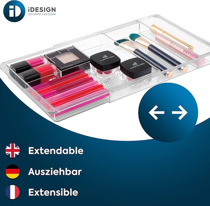 iDesign Expandable Vanity Drawer Organizer, The Clarity Collection – 11.25” to 18.5”, Clear (Pack of 6)