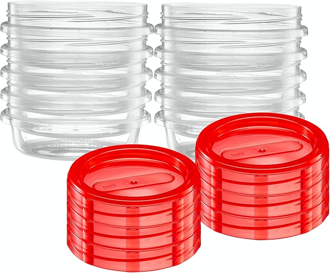 ELEGANT DISPOSABLES (8 Ounce 10 Pack) Twist cap Containers Clear Bottom With Red Top Screw on Lids Twist Top Food Storage Freezer Containers
