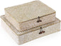 Hipiwe Set of 2 Flat Woven Wicker Storage Bins with Lid Natural Seagrass Basket Boxes Multipurpose Home Organizer Bins Boxes for Shelf Organizer (Whitewash)