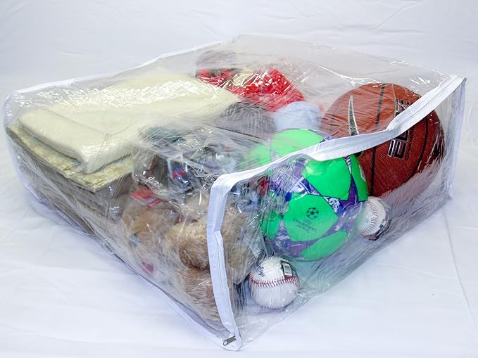 4-Pack Jumbo Heavy Duty Vinyl Zippered Square Storage Bags (Clear) for Sweaters, Blankets, Comforters, Bedding Sets and Much More! (23" x 23" x 10")