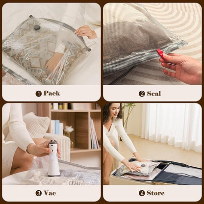 Vacbird Vacuum Bags for Travel with Rechargeable air Pump,Carry-on Size Compression Packing Bags for Luggage and Suitcase, Space Saver for Clothes and Clothing 24 Combo Travel Size