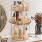 shuang qing Rotating Makeup Organizer for Vanity, High-Capacity Skincare Clear Make Up Storage Perfume Organizers Cosmetic Dresser Organizer Countertop 360 Spinning (Gold, 3 Tier)