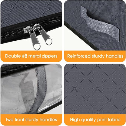 StorageRight Under Bed Storage Bags 10 Pack, 40L Large Clothes & Comforter Storage Containers with Clear Window, Breathable Fabric Organizer for Blankets, Bedding, Seasonal Clothing, Grey